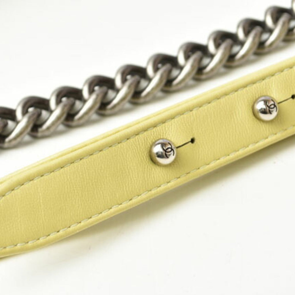 Chanel Yellow Leather Clutch Bag Shoulder Bag (Pre-Owned)