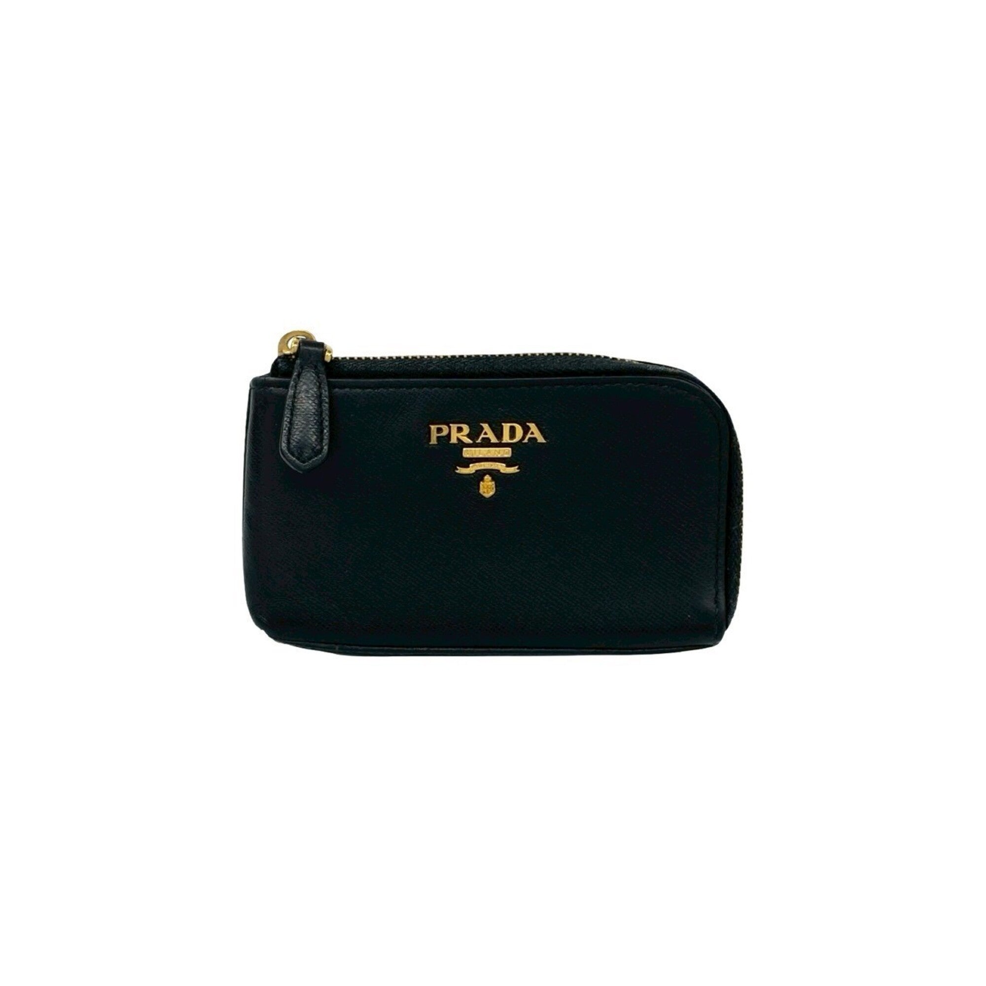 Prada Black Leather Coin Purse/Coin Case (Pre-Owned)