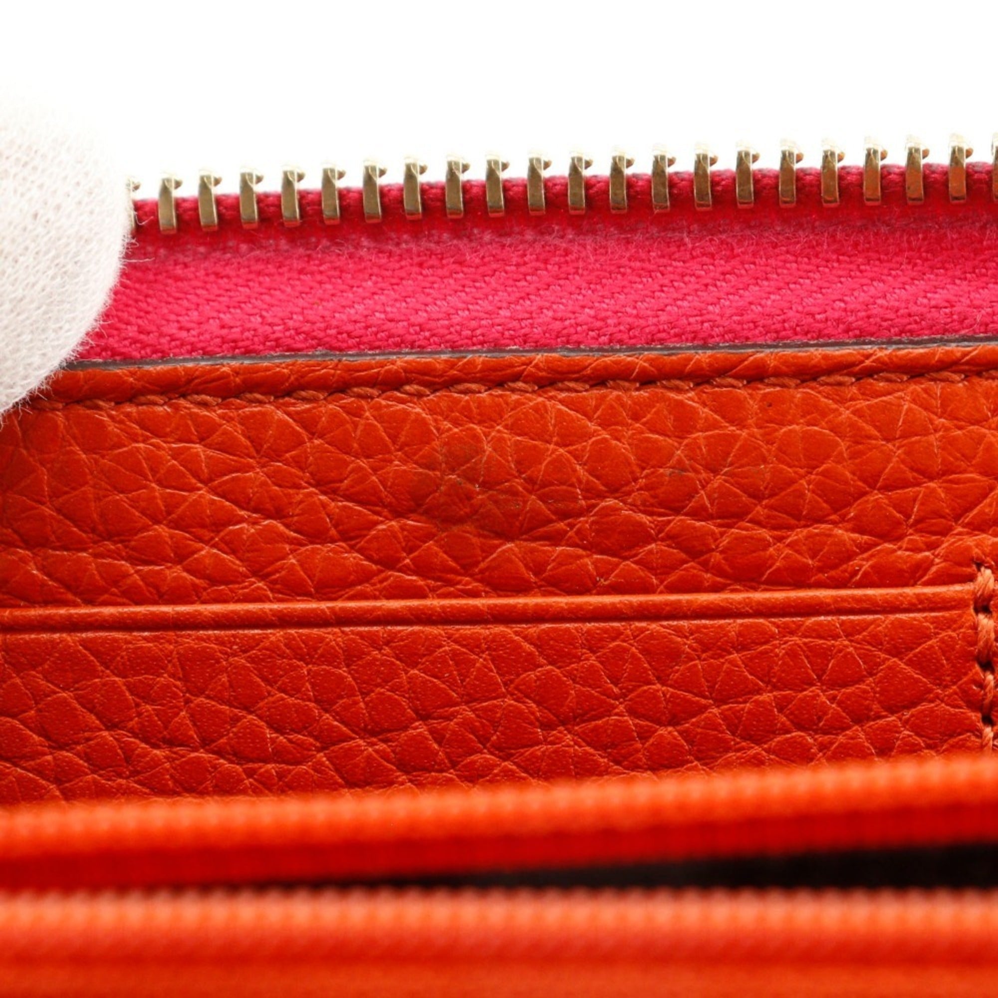 Gucci Orange Pink Leather Long Wallet (Bi-Fold) (Pre-Owned)
