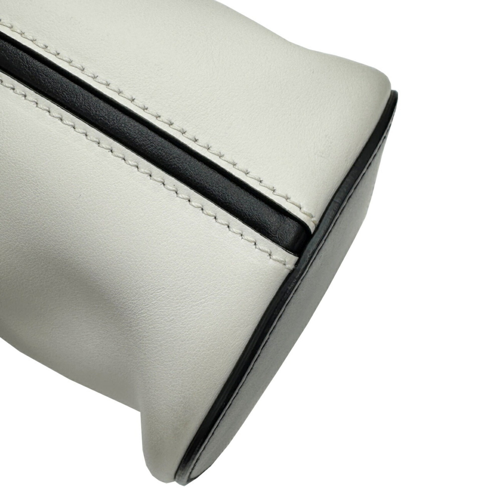 Prada Black White Leather Handbag Shoulder Bag (Pre-Owned)