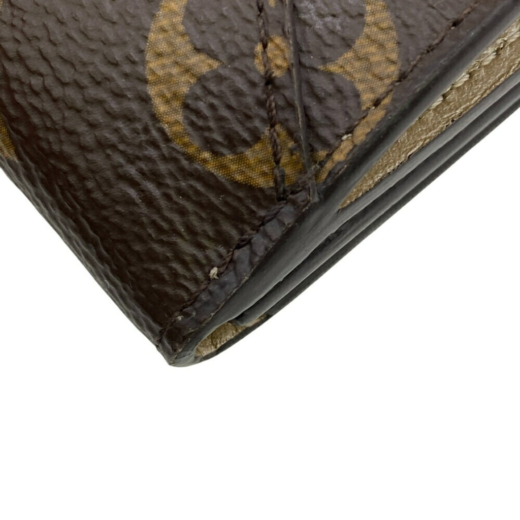 Louis Vuitton Brown Leather Wallet (Tri-Fold) (Pre-Owned)