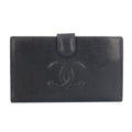 Chanel Black Grained Calfskin Long Wallet (Bi-Fold) (Pre-Owned)