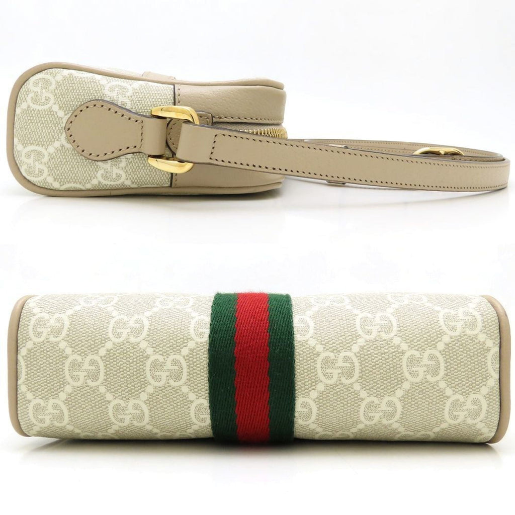 Gucci Beige White Gg Supreme Leather Shoulder Bag (Pre-Owned)