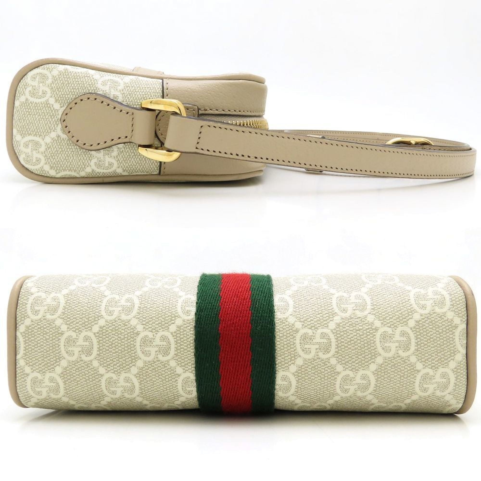 Gucci Beige White Gg Supreme Leather Shoulder Bag (Pre-Owned)