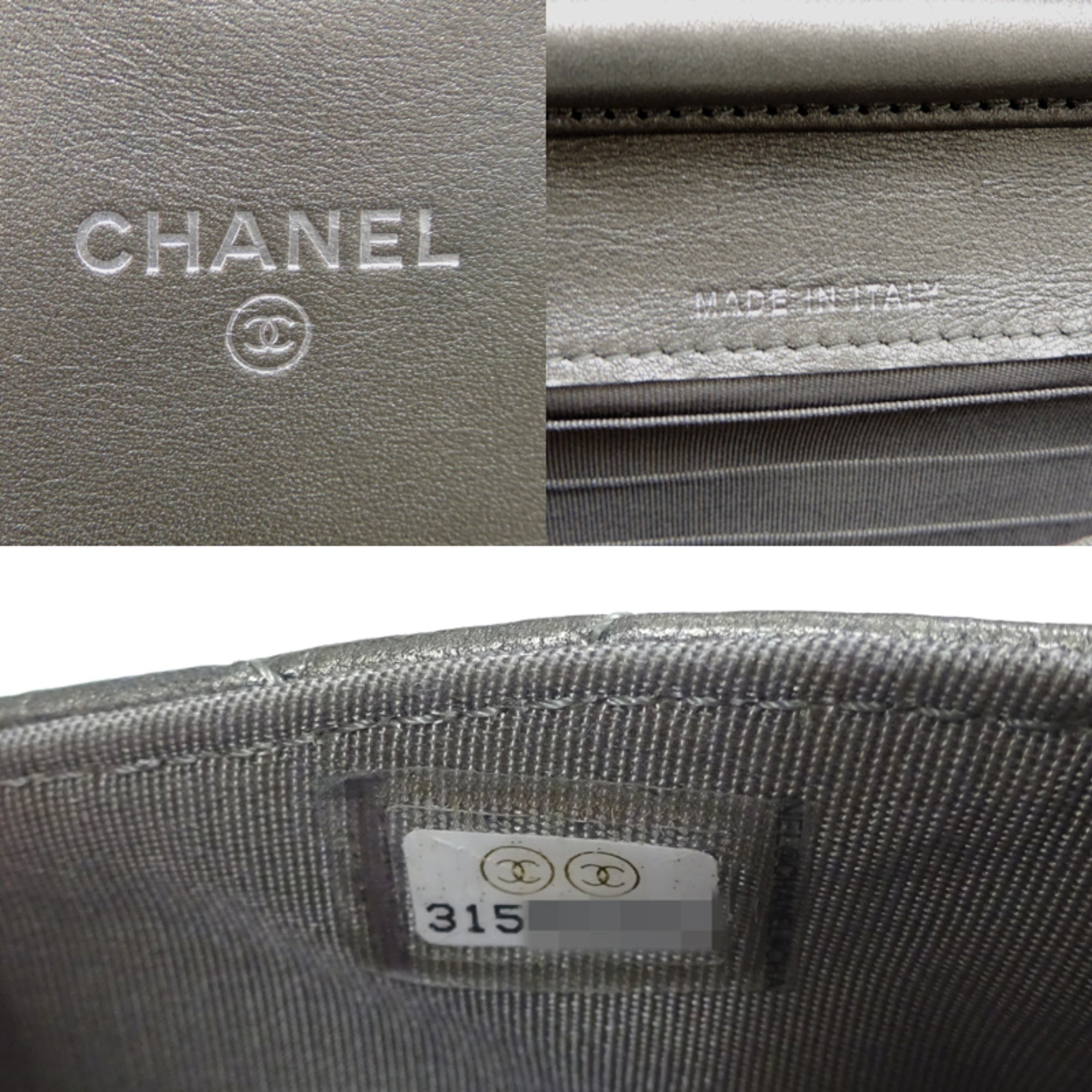 Chanel Matelasse Silver Leather Shoulder Bag (Pre-Owned)