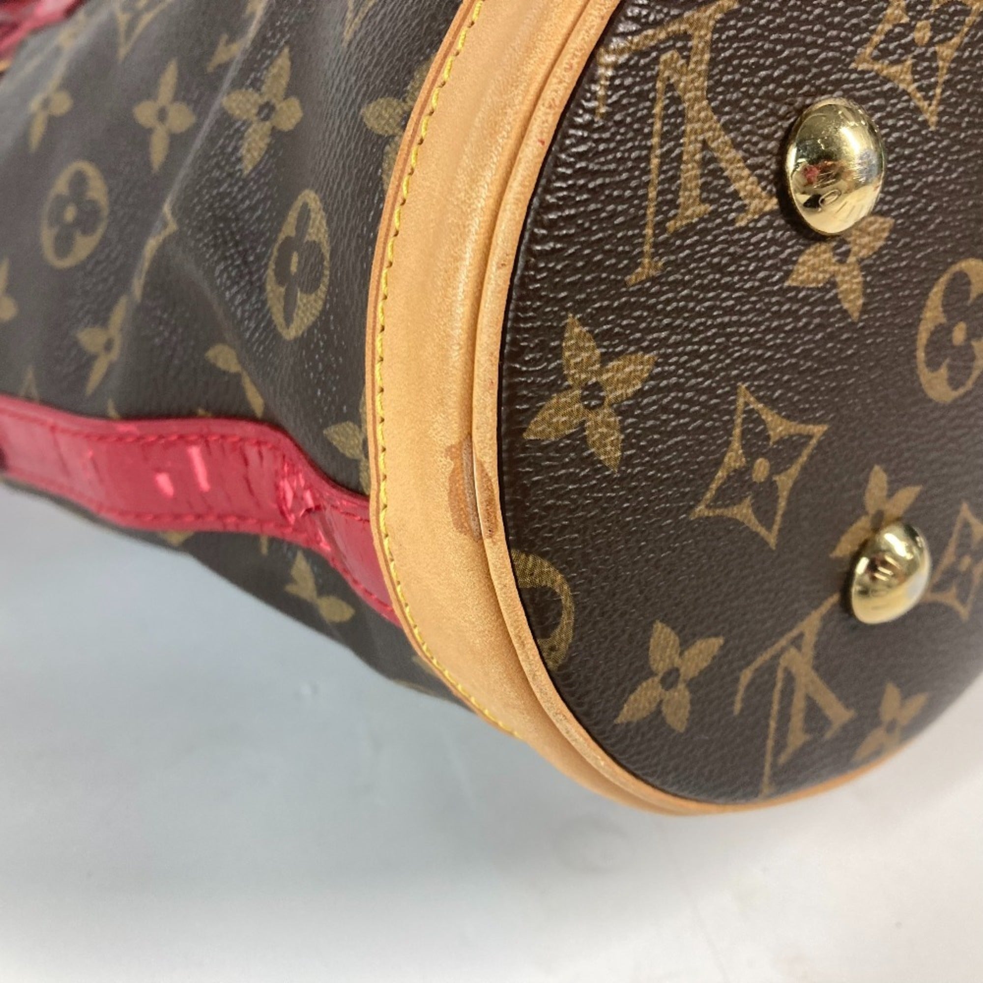 Louis Vuitton Brown Red Color Monogram Shoulder Bag Tote Bag (Pre-Owned)