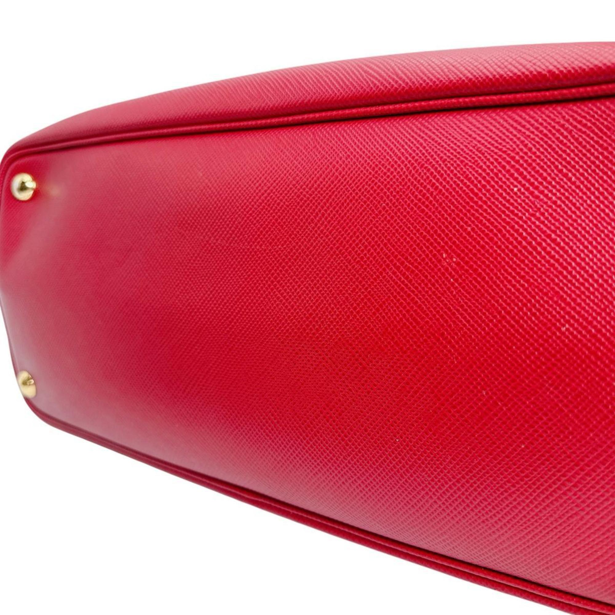 Prada Red Color Leather Handbag Shoulder Bag (Pre-Owned)
