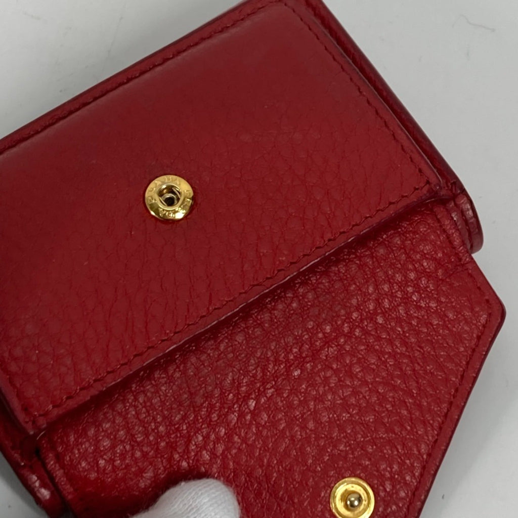 Prada Red Leather Wallet (Tri-Fold) (Pre-Owned)
