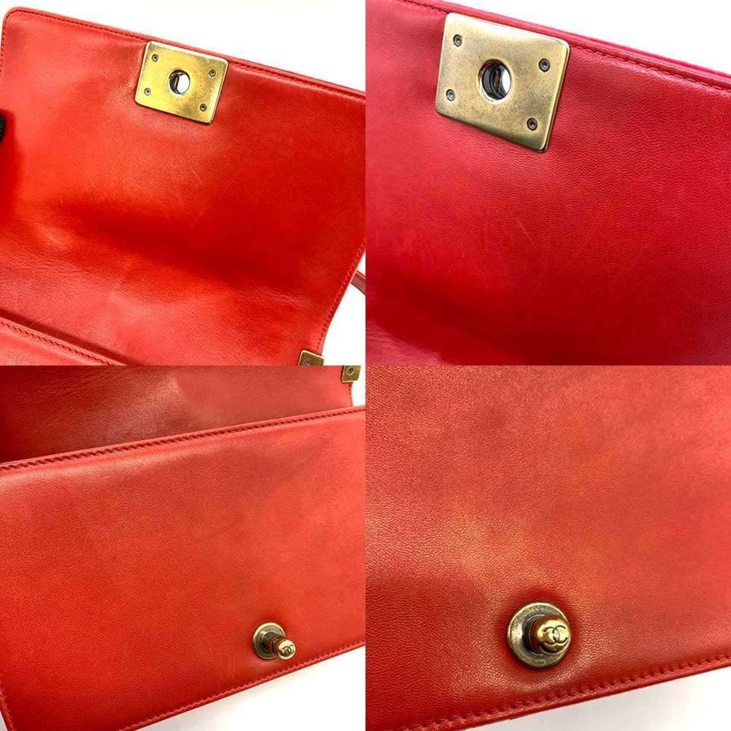 Chanel Green Red Color Canvas Shoulder Bag (Pre-Owned)