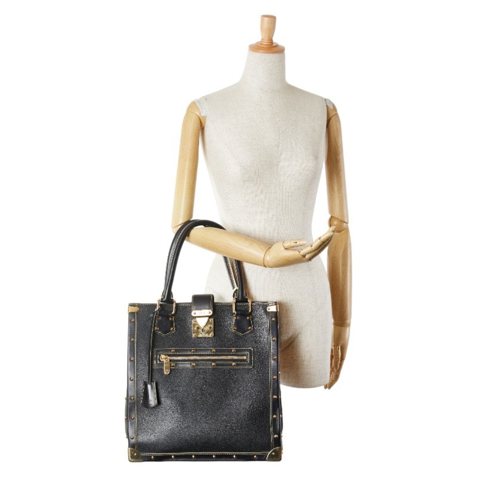 Louis Vuitton Black Noir Leather Handbag Tote Bag (Pre-Owned)
