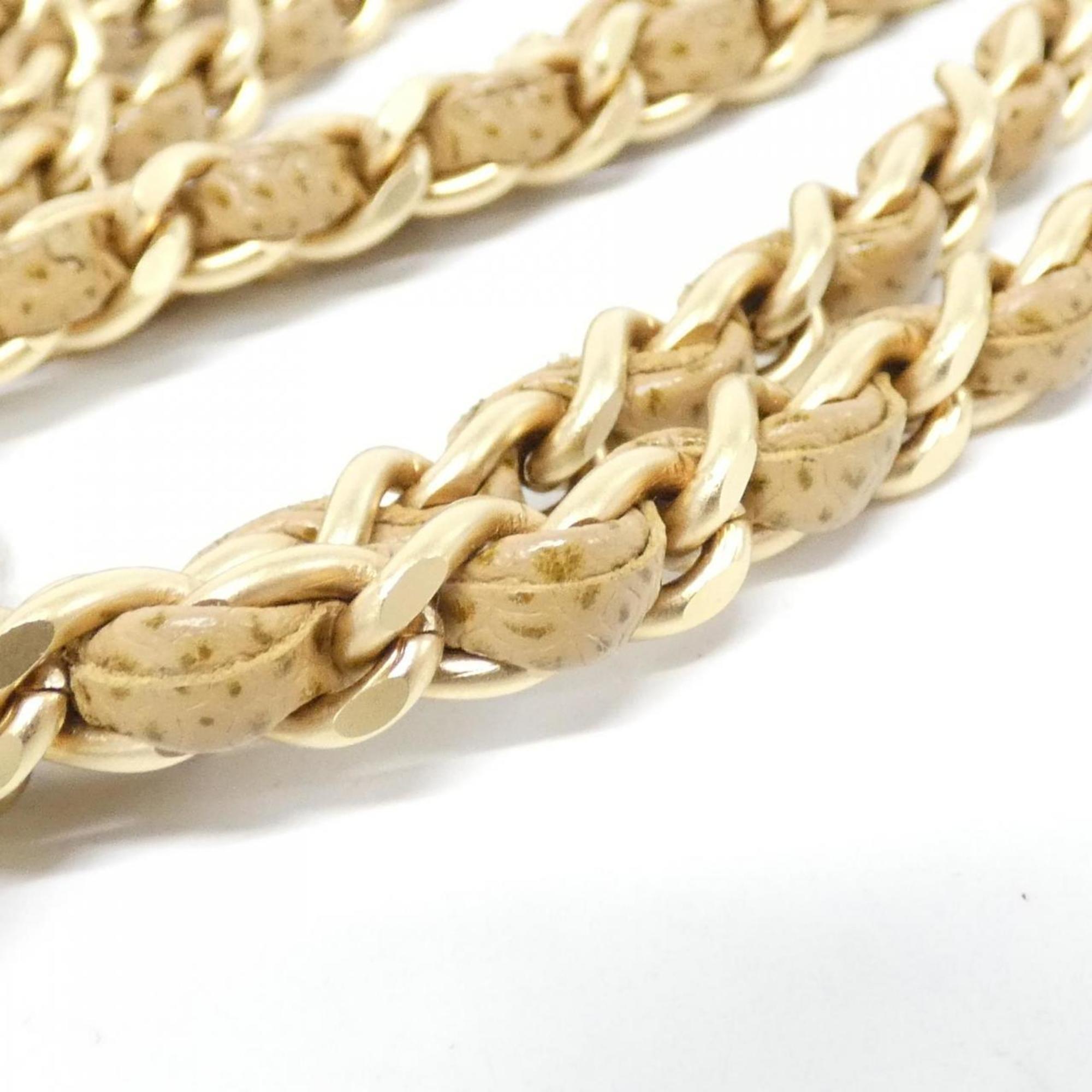Chanel Beige Grained Calfskin Chain/Shoulder Wallet (Pre-Owned)