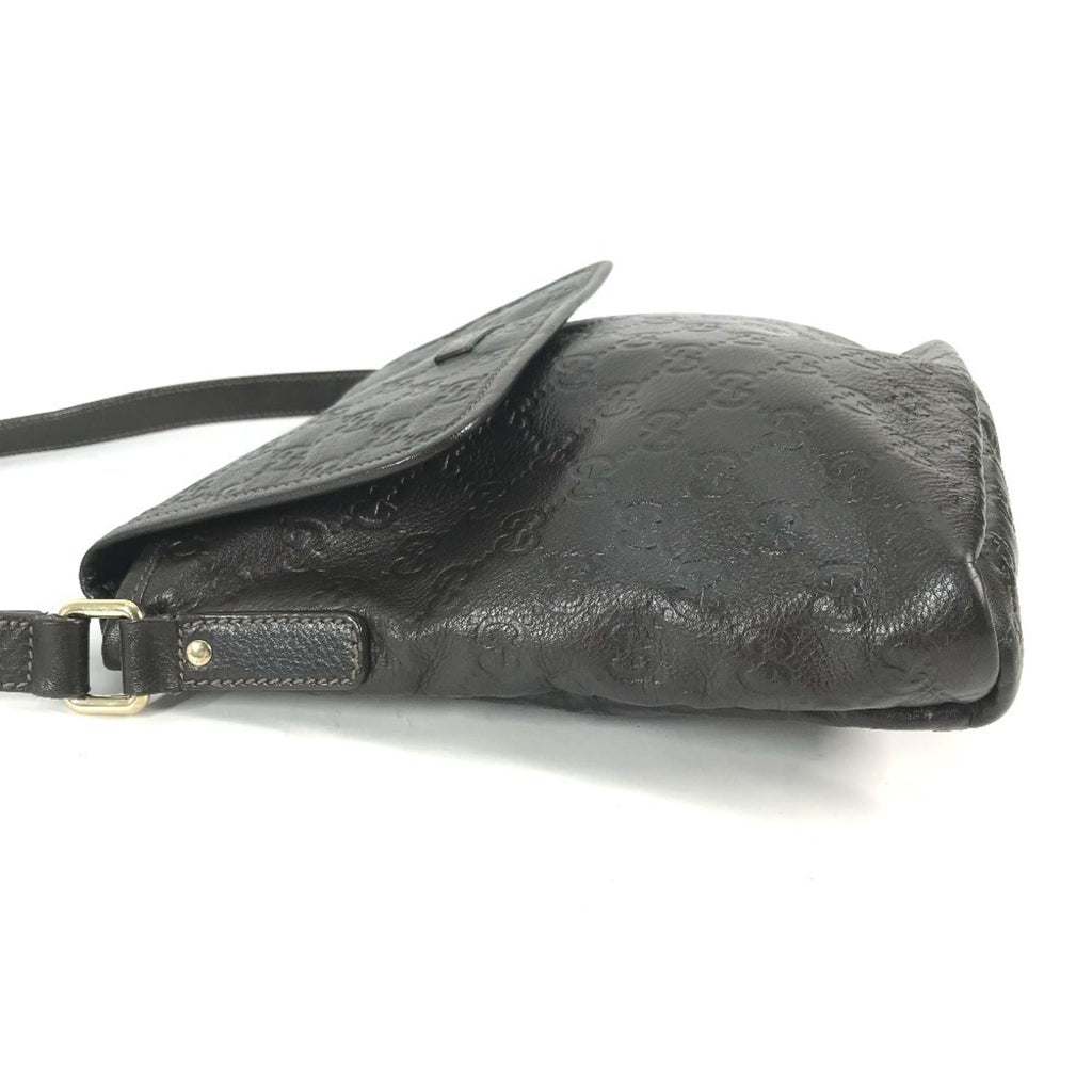 Gucci Dark Brown Leather Pochette Shoulder Bag (Pre-Owned)