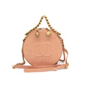 Chanel Round As Earth Crossbody Bag Glazed Calfskin Pink Leather Shoulder Bag Bag (Pre-Owned)