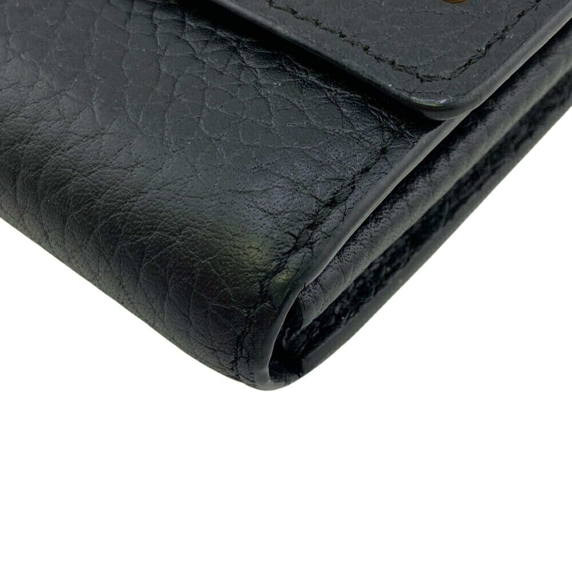 Louis Vuitton Black Leather Long Wallet (Bi-Fold) (Pre-Owned)