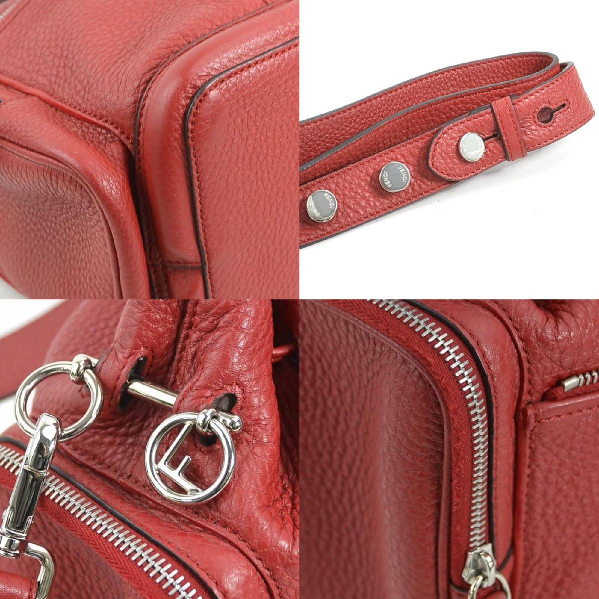 Fendi Burgundy Red Color Leather Shoulder Bag (Pre-Owned)