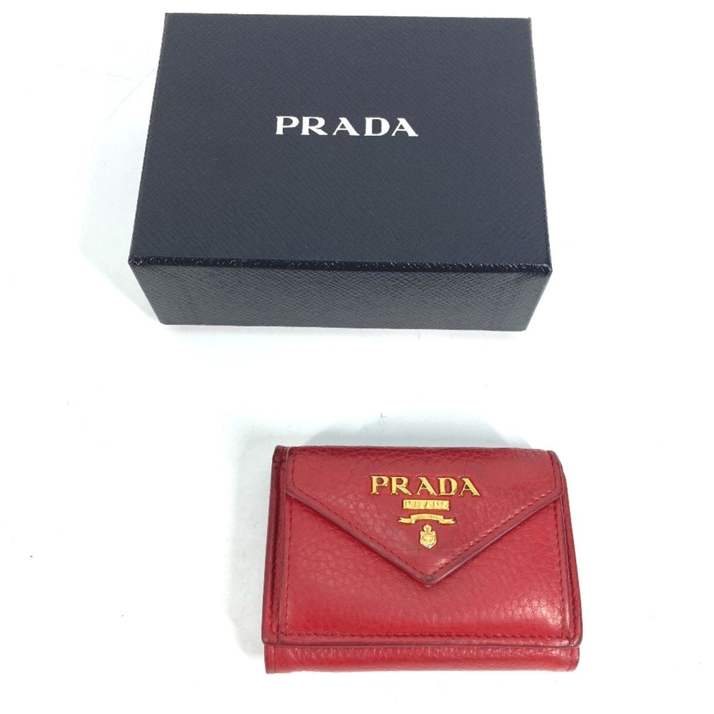 Prada Red Leather Wallet (Tri-Fold) (Pre-Owned)