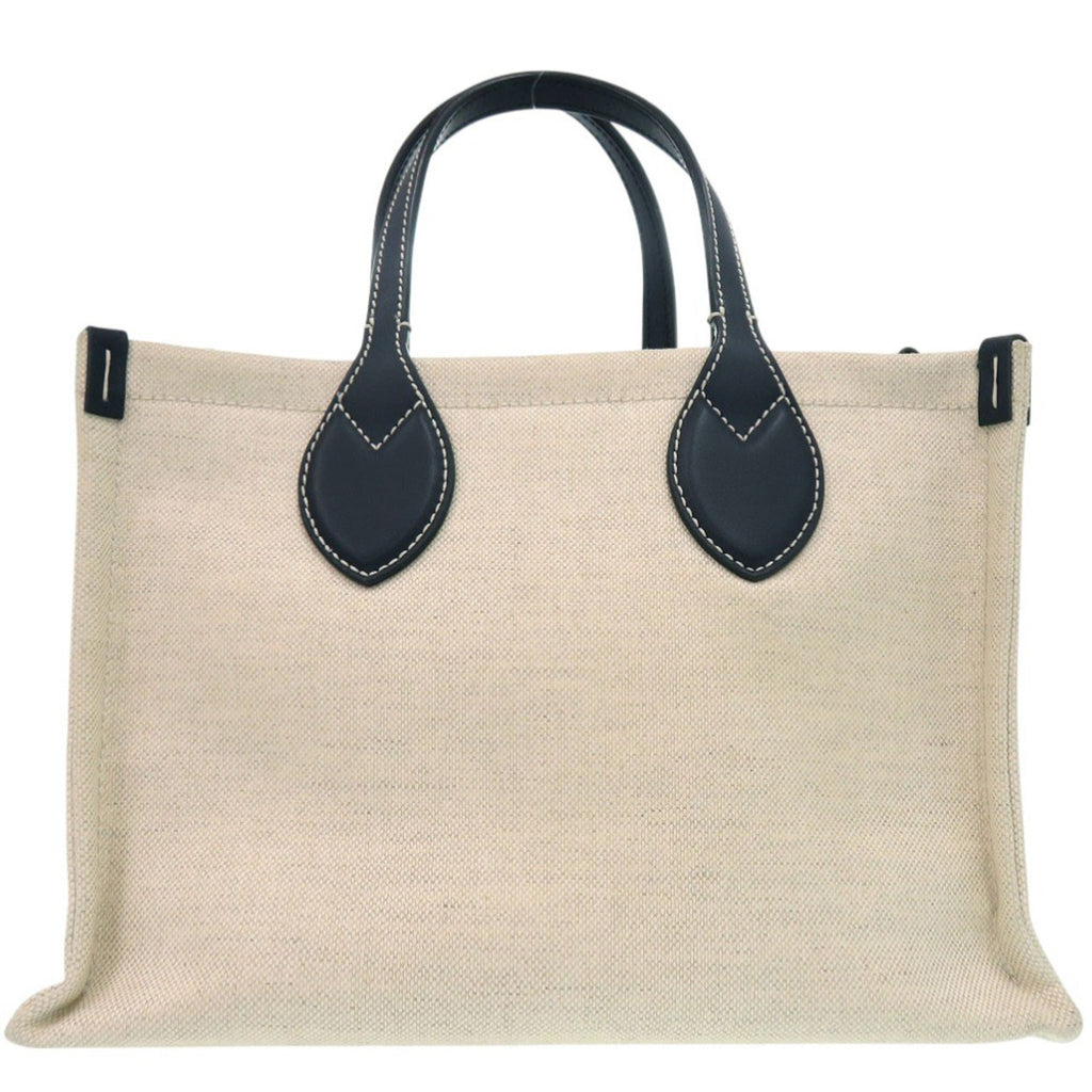 Gucci Navy Canvas Leather Tote Bag (Pre-Owned)