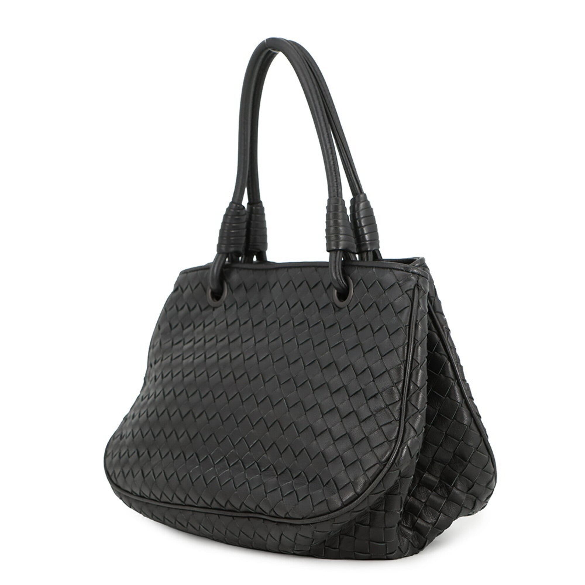 Bottega Veneta Intrecciato Black Leather Handbag (Pre-Owned)