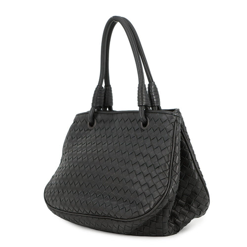 Bottega Veneta Intrecciato Black Leather Handbag (Pre-Owned)