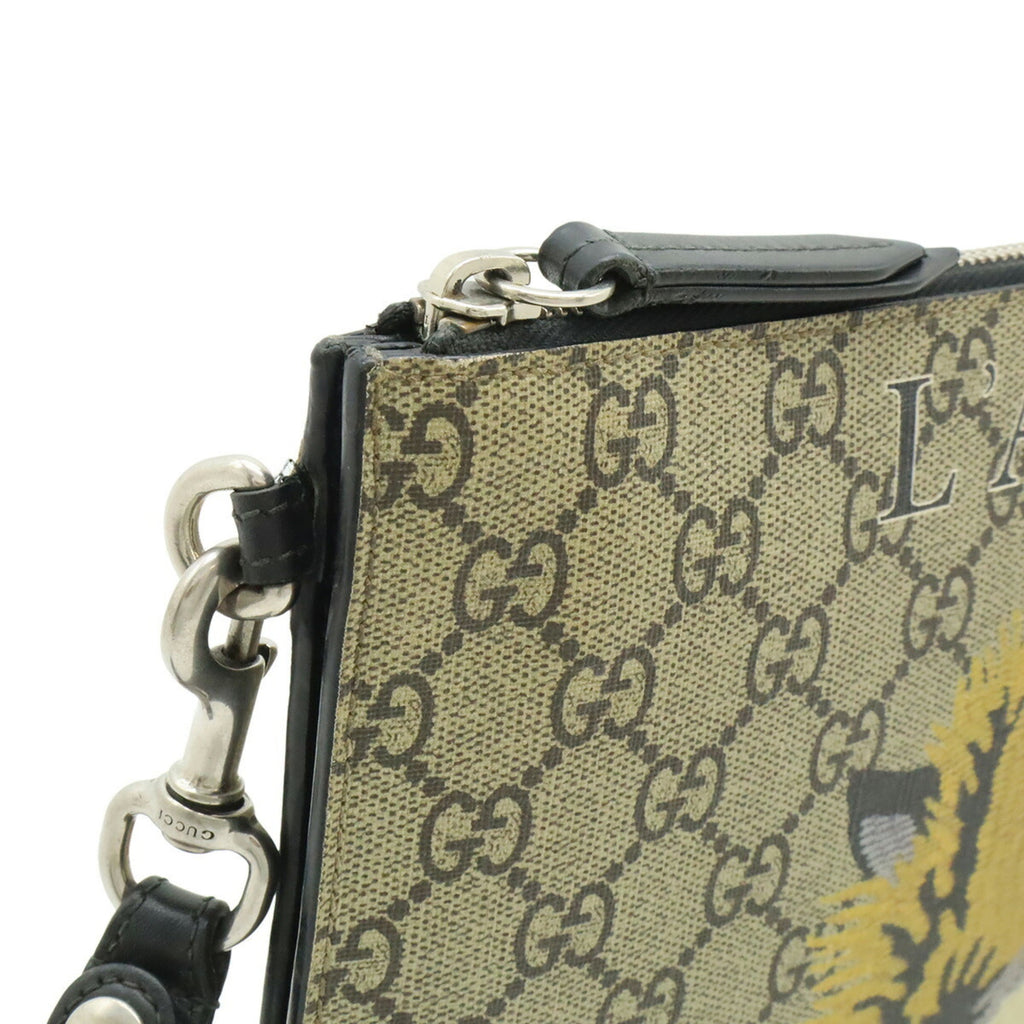 Gucci Beige Khaki Multi-Color Yellow Gg Supreme Clutch Bag (Pre-Owned)