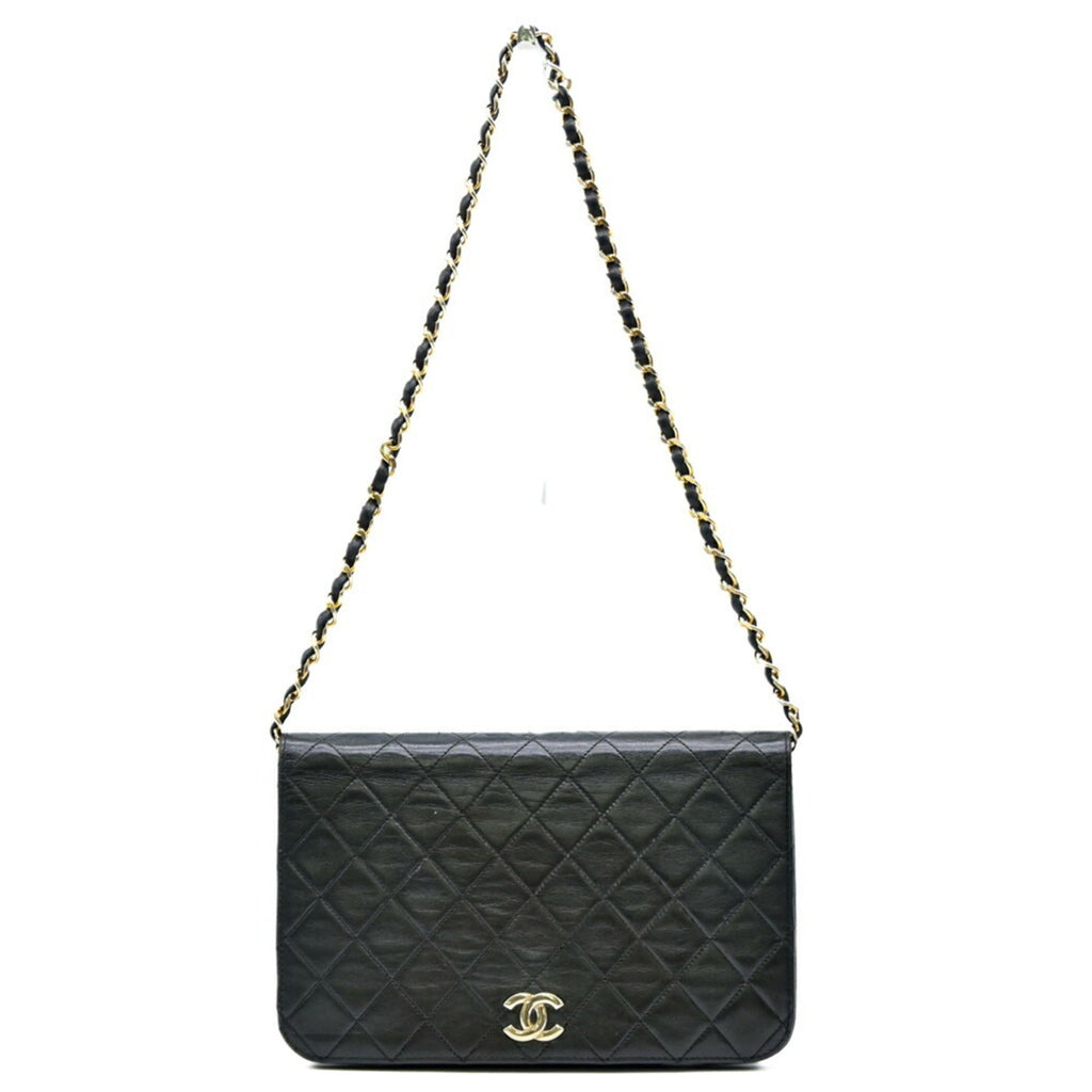 Chanel Black Leather Clutch Bag Shoulder Bag (Pre-Owned)