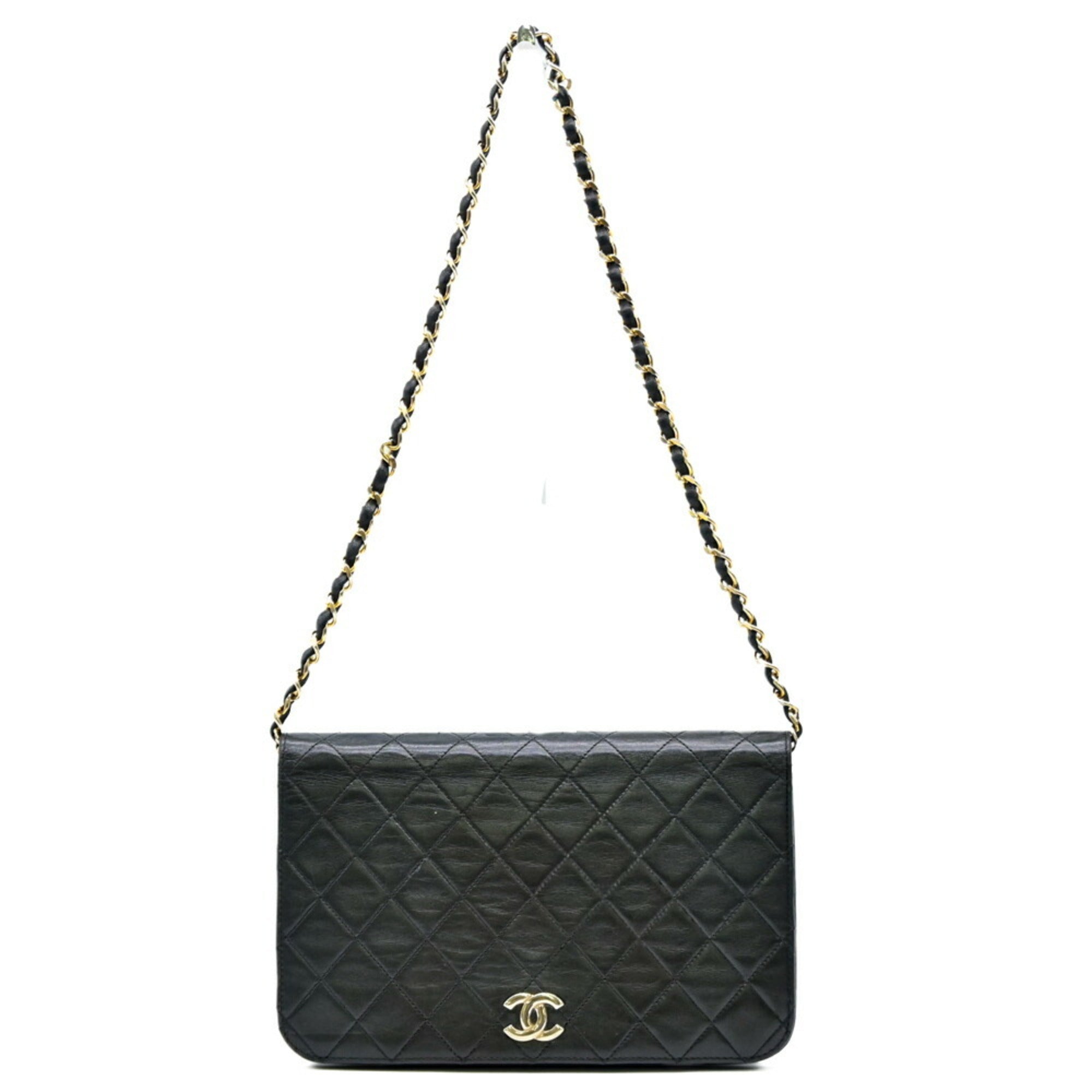 Chanel Black Leather Clutch Bag Shoulder Bag (Pre-Owned)