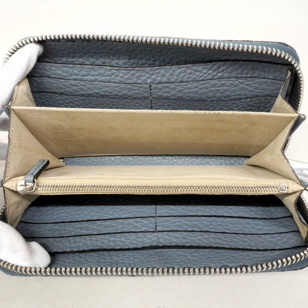 Fendi Blue Leather Long Wallet (Bi-Fold) (Pre-Owned)