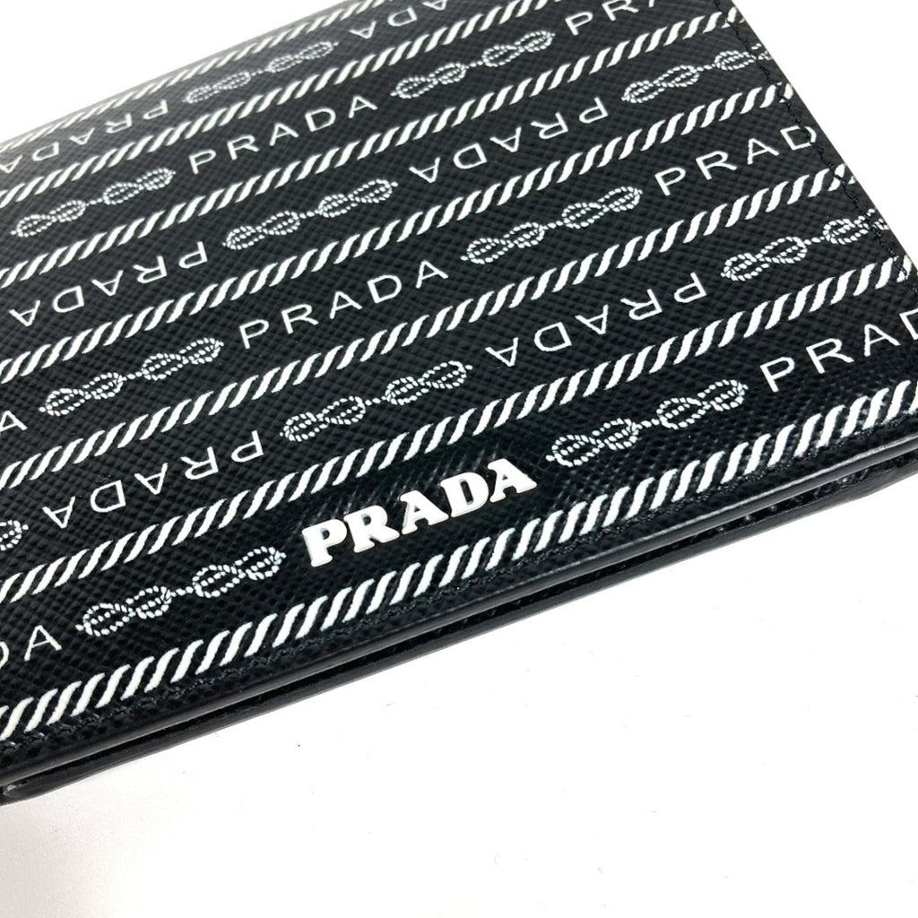 Prada Black White Leather Wallet (Bi-Fold) (Pre-Owned)