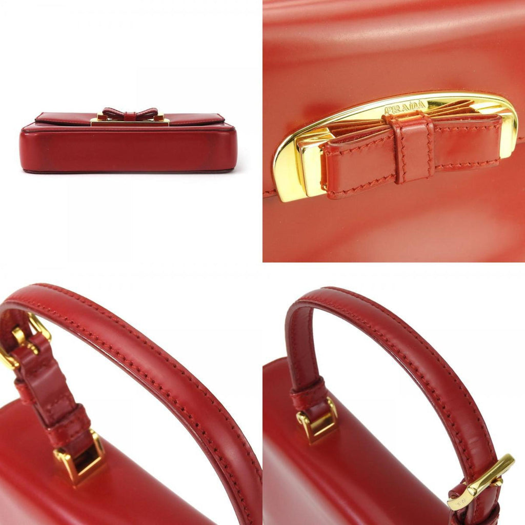 Prada Red Color Leather Handbag (Pre-Owned)