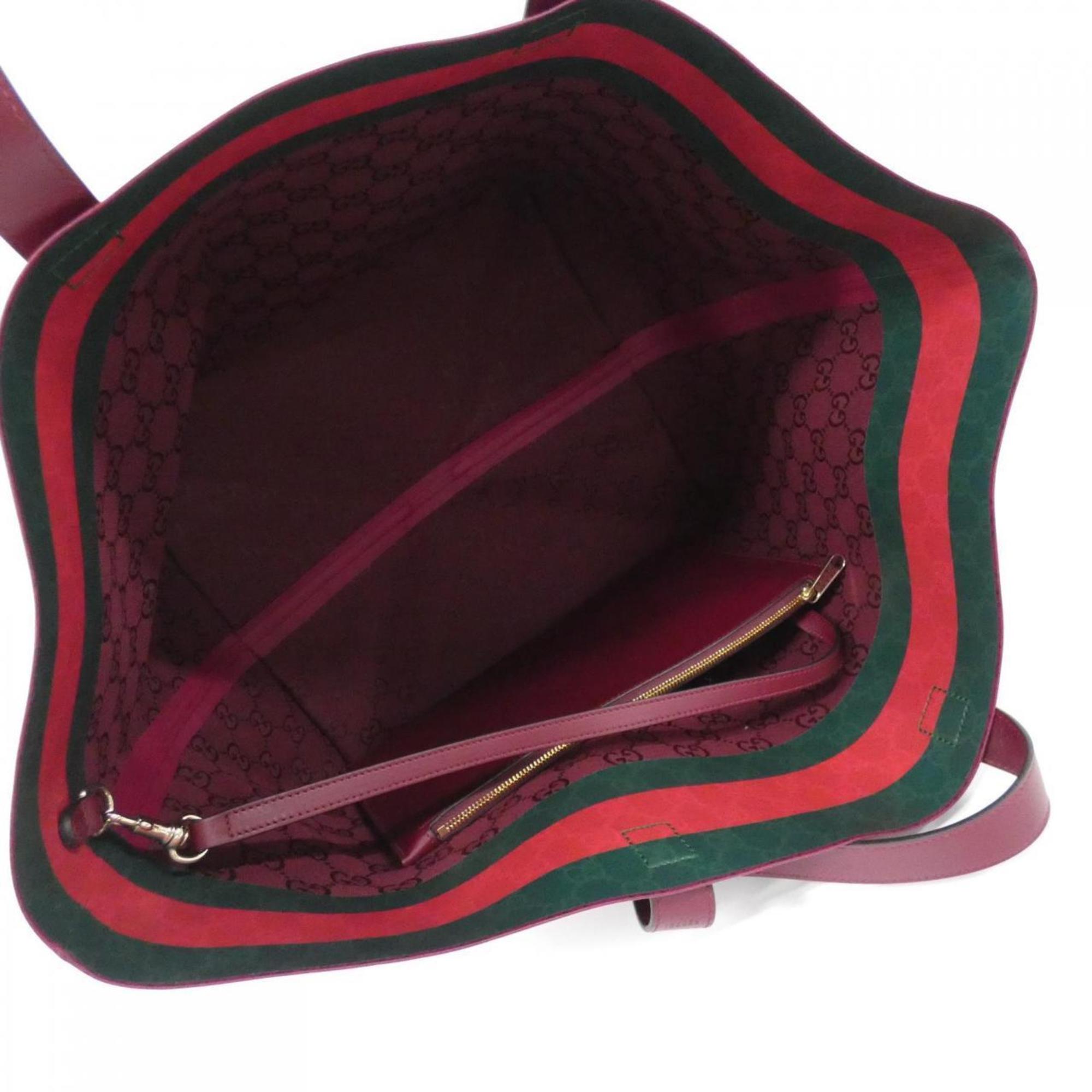 Gucci Bordeaux Red Color Gg Canvas Handbag (Pre-Owned)