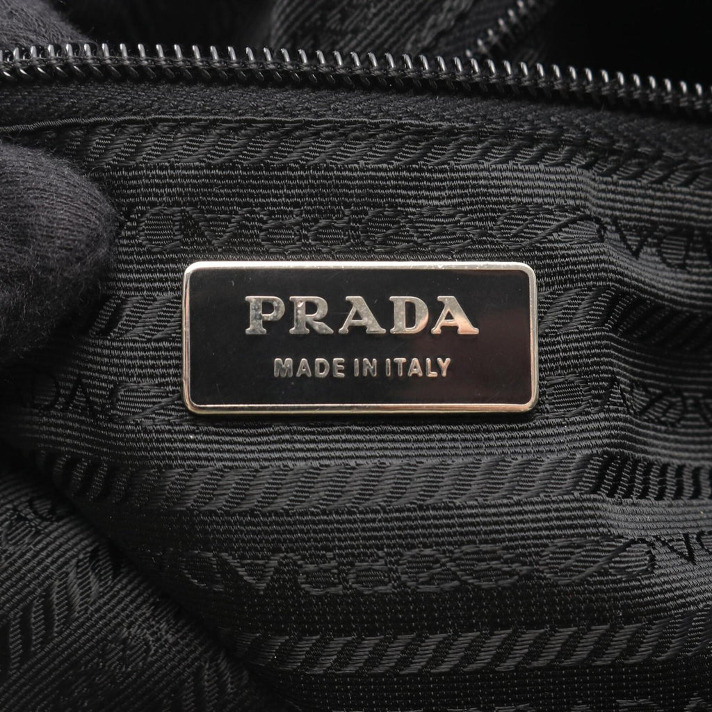 Prada Black Nylon Leather Boston Bag Handbag (Pre-Owned)