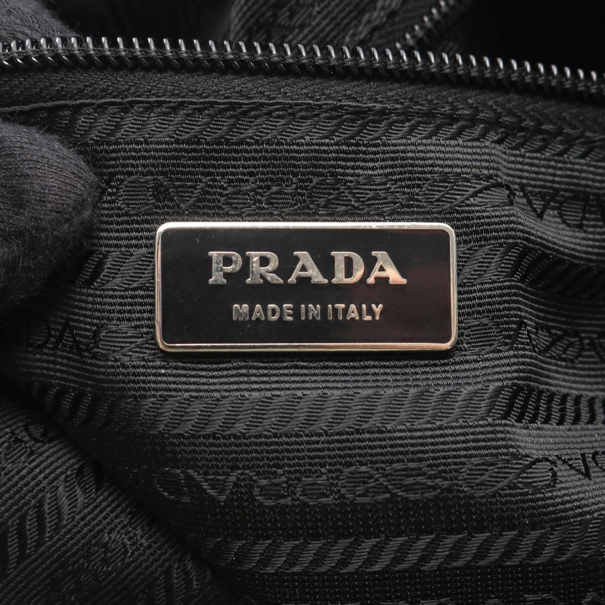 Prada Black Nylon Leather Boston Bag Handbag (Pre-Owned)