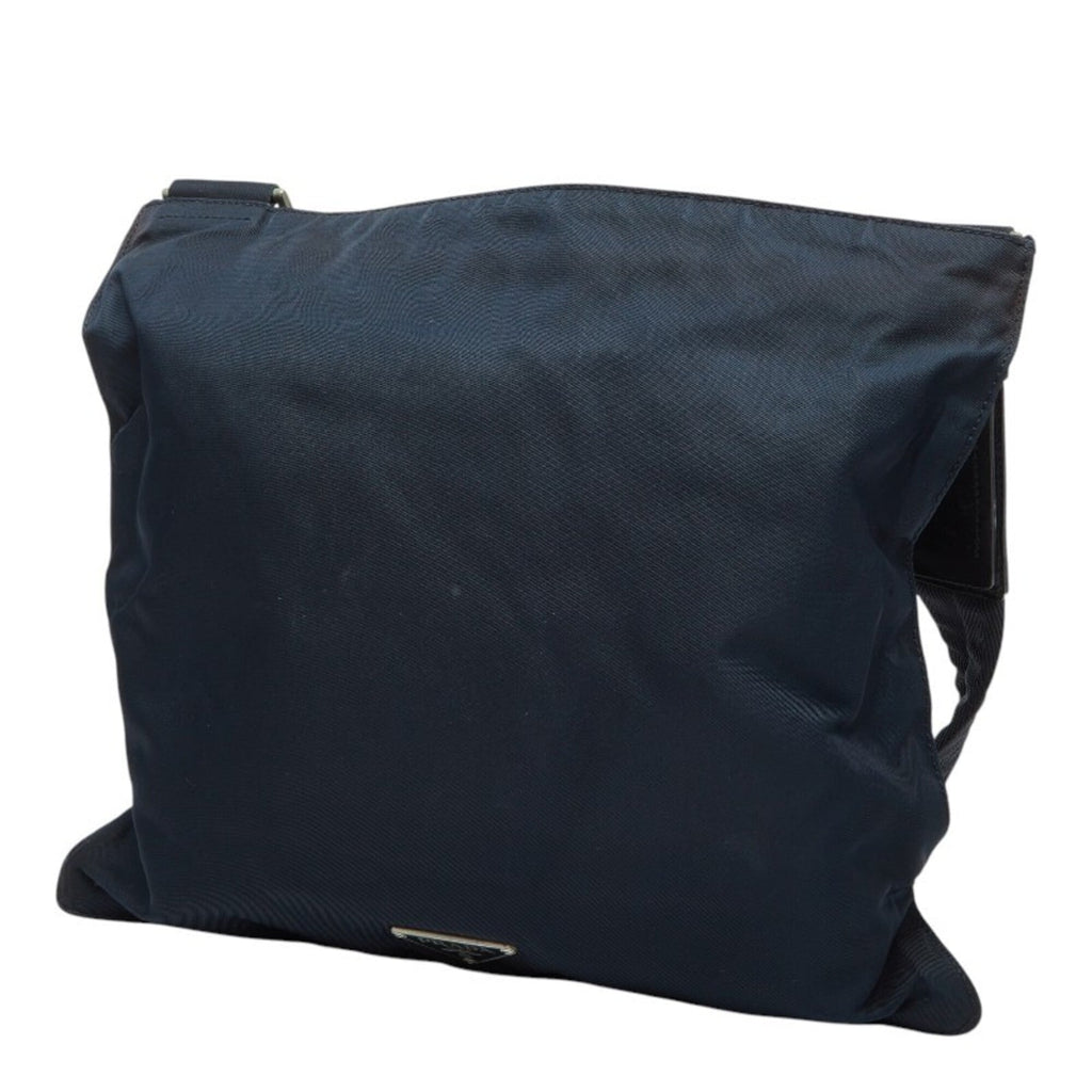 Prada Navy Nylon Leather Shoulder Bag (Pre-Owned)