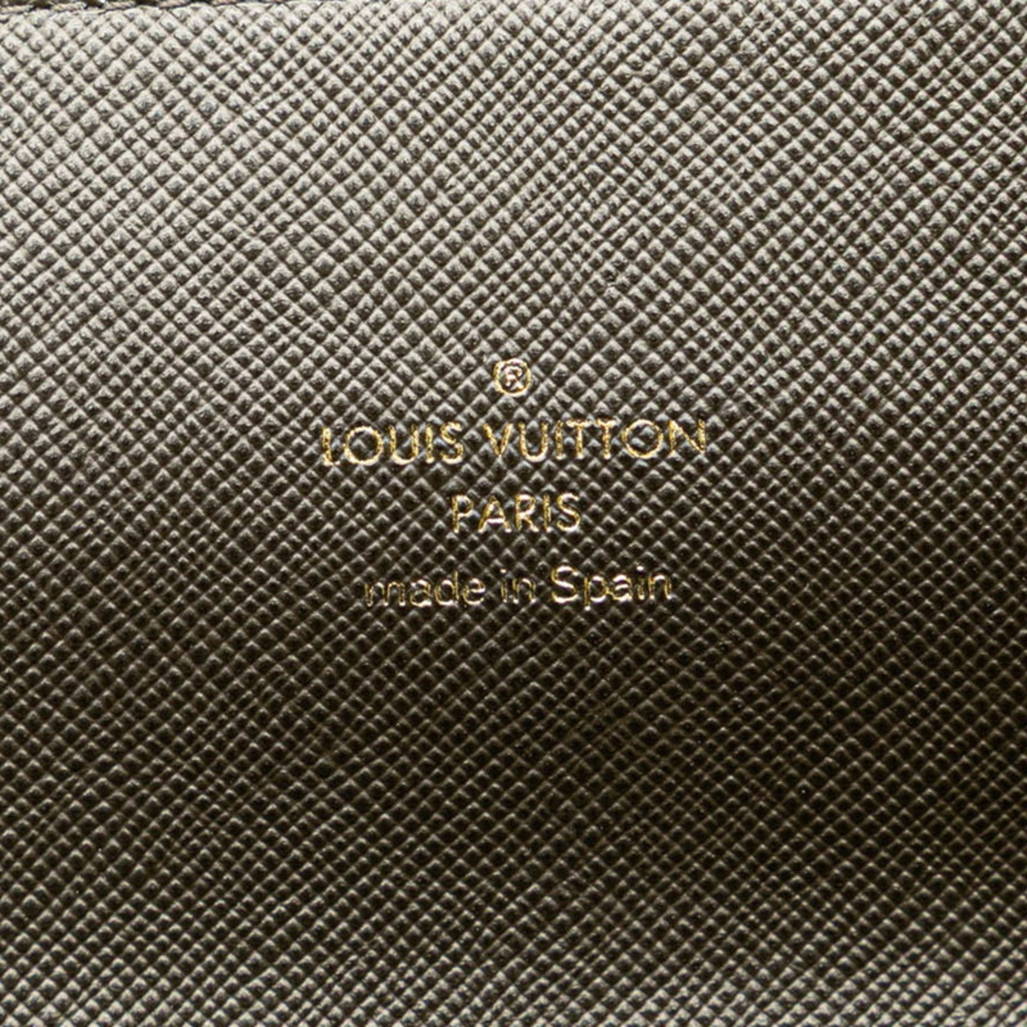 Louis Vuitton Brown Green Canvas Leather Long Wallet (Bi-Fold) (Pre-Owned)