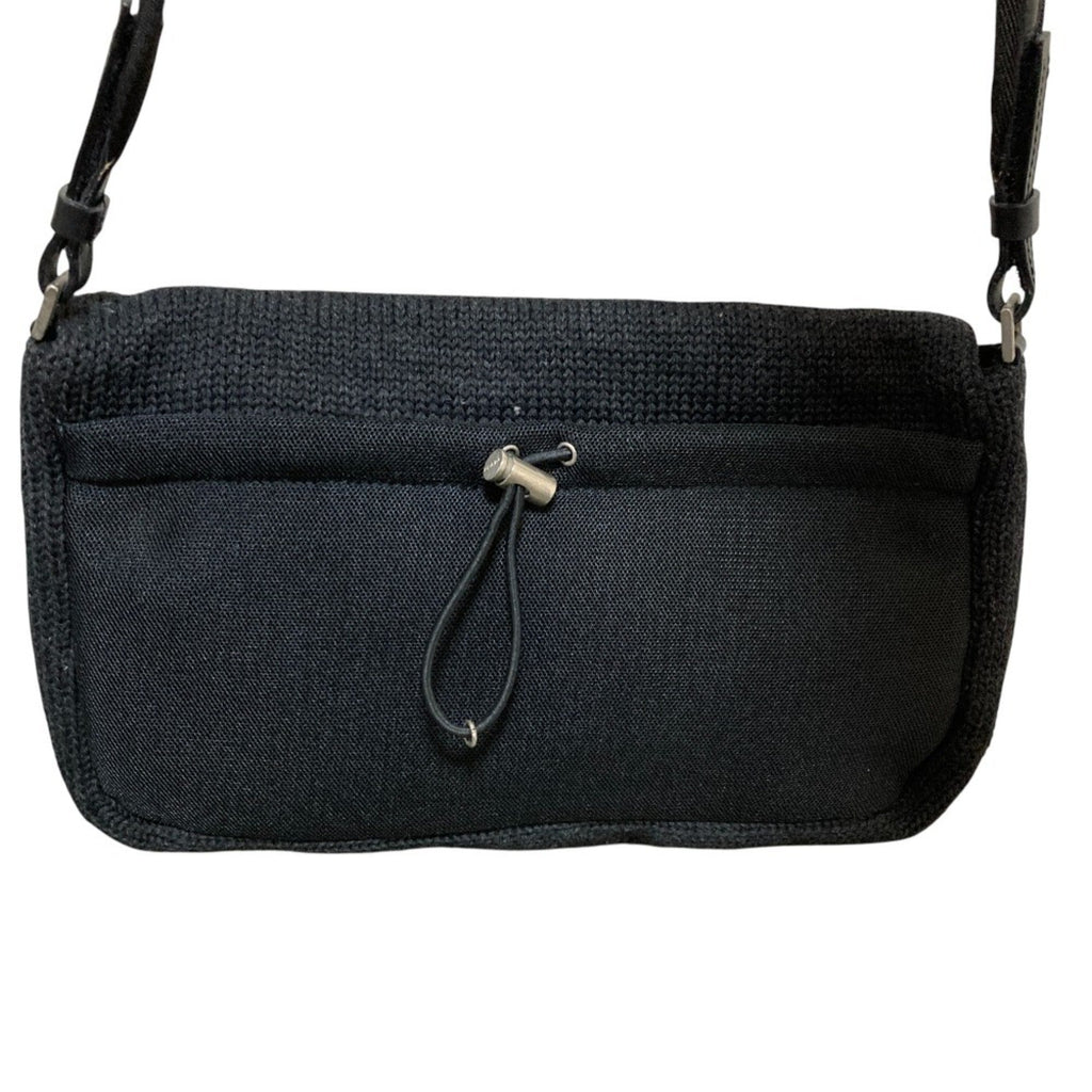 Prada Black Wool Leather Shoulder Bag (Pre-Owned)