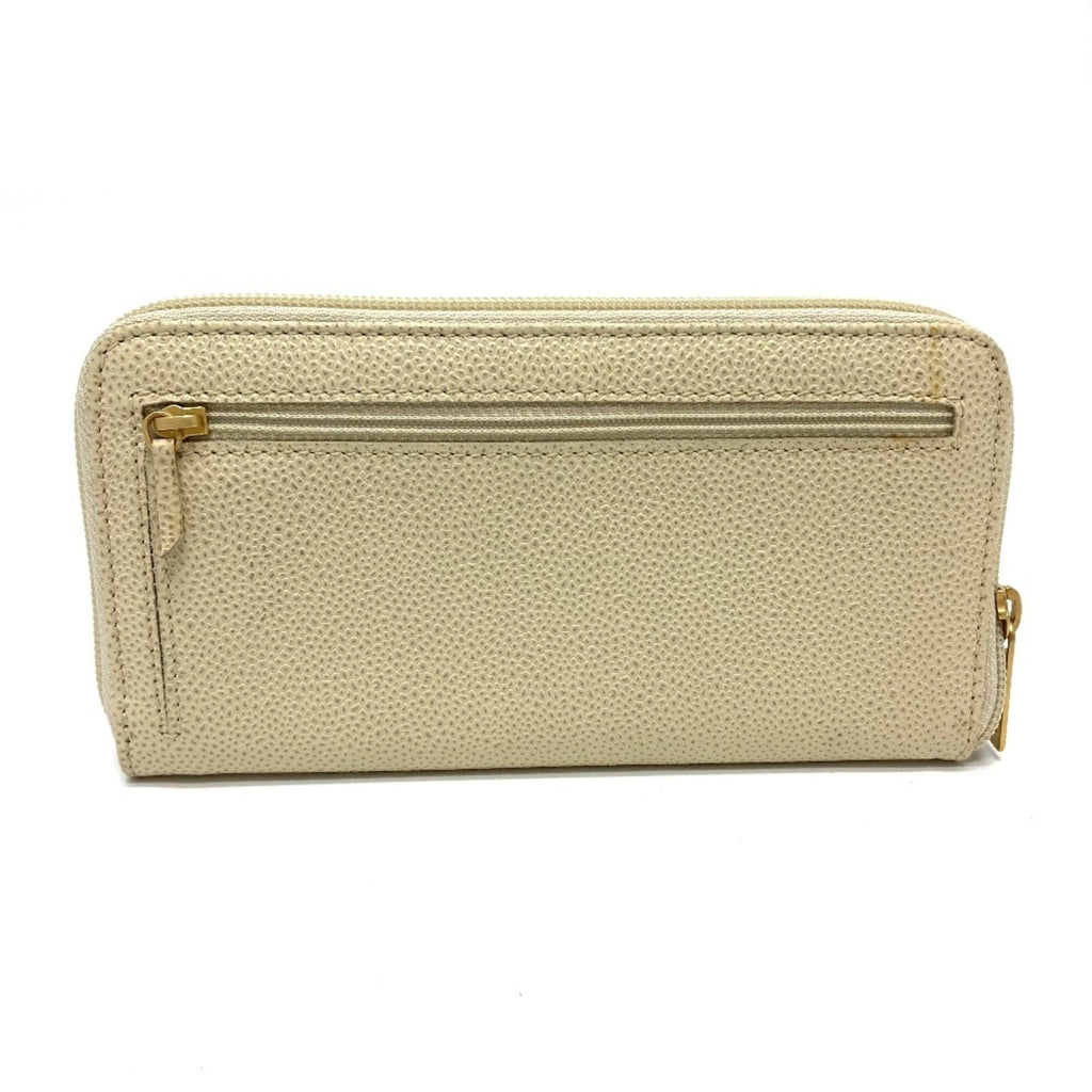 Chanel Beige Leather Long Wallet (Bi-Fold) (Pre-Owned)