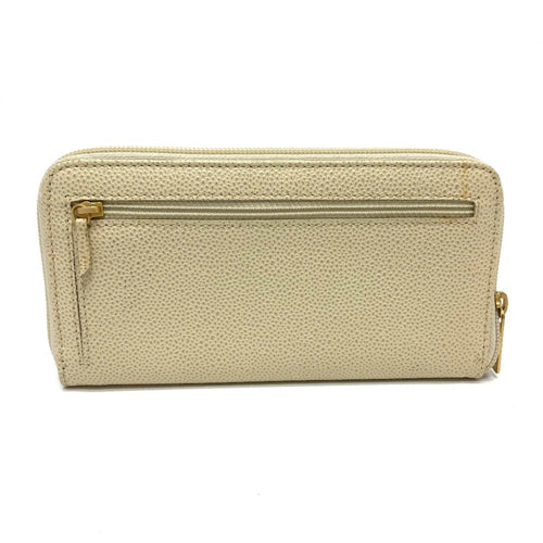 Chanel Beige Leather Long Wallet (Bi-Fold) (Pre-Owned)