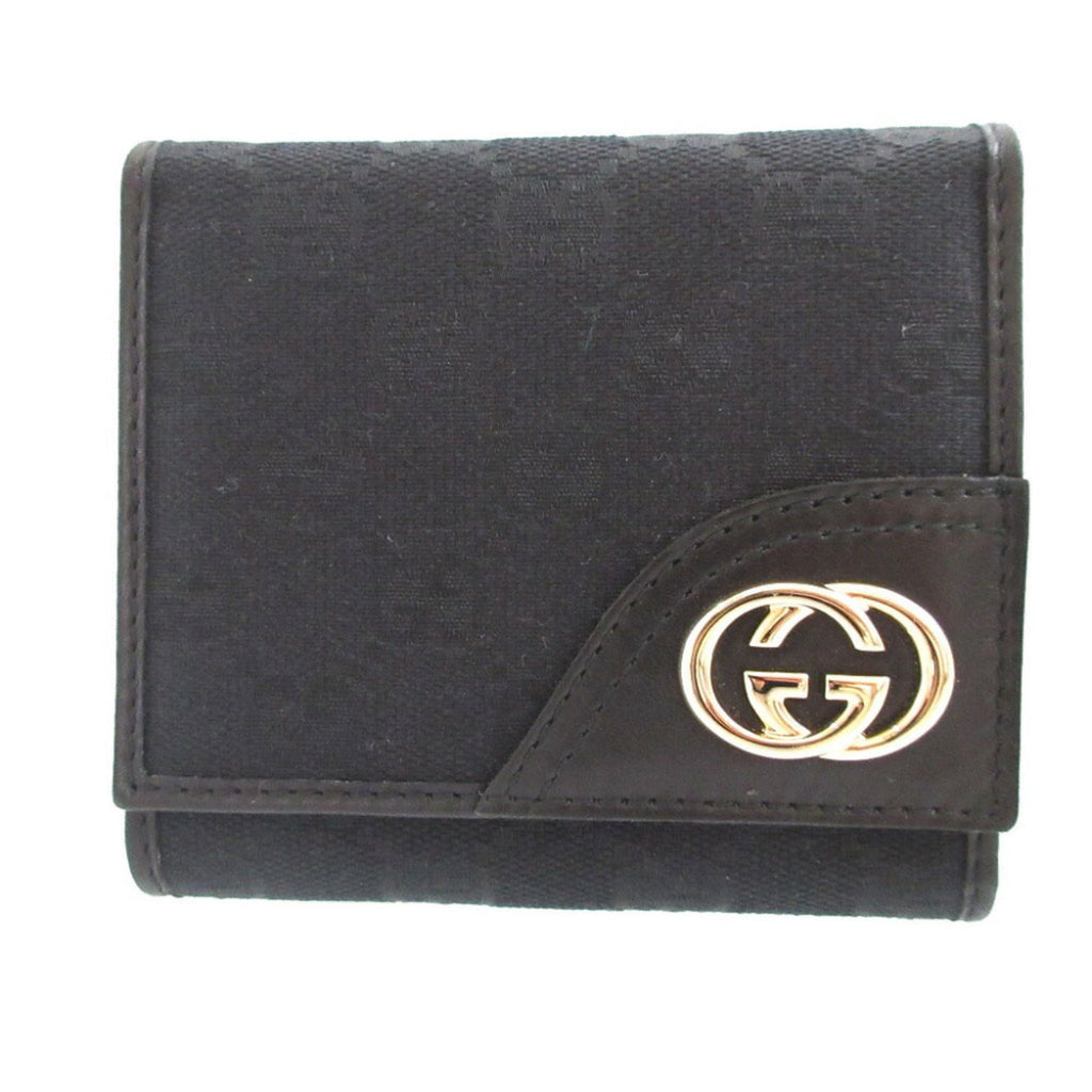 Gucci Black Gg Canvas Leather Wallet (Tri-Fold) (Pre-Owned)