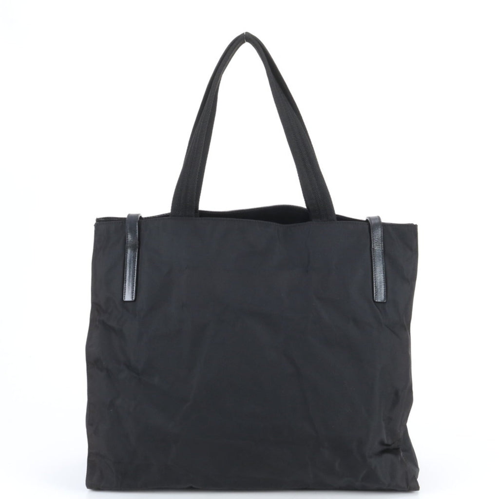Prada Black Nylon Leather Handbag Tote Bag (Pre-Owned)