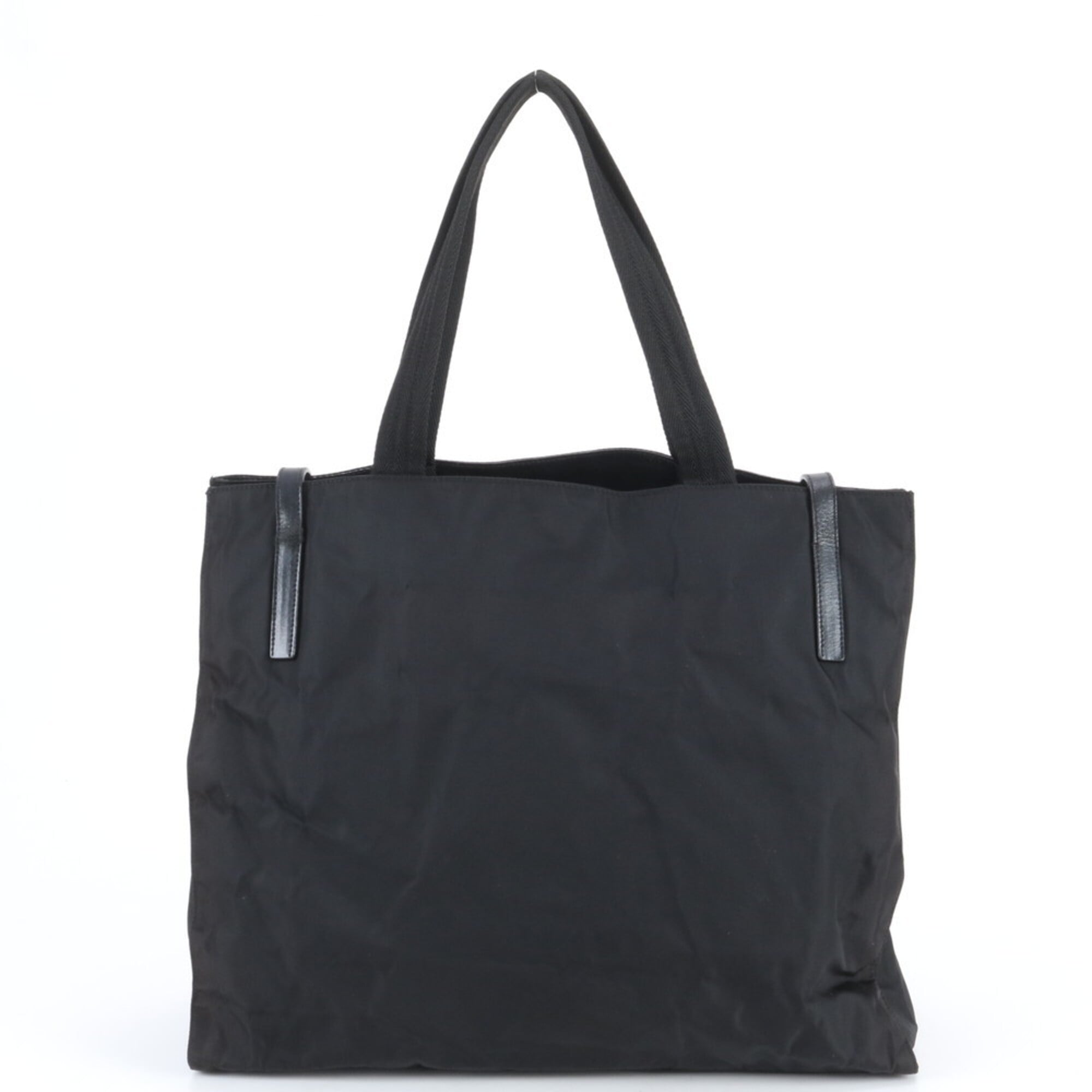 Prada Black Nylon Leather Handbag Tote Bag (Pre-Owned)
