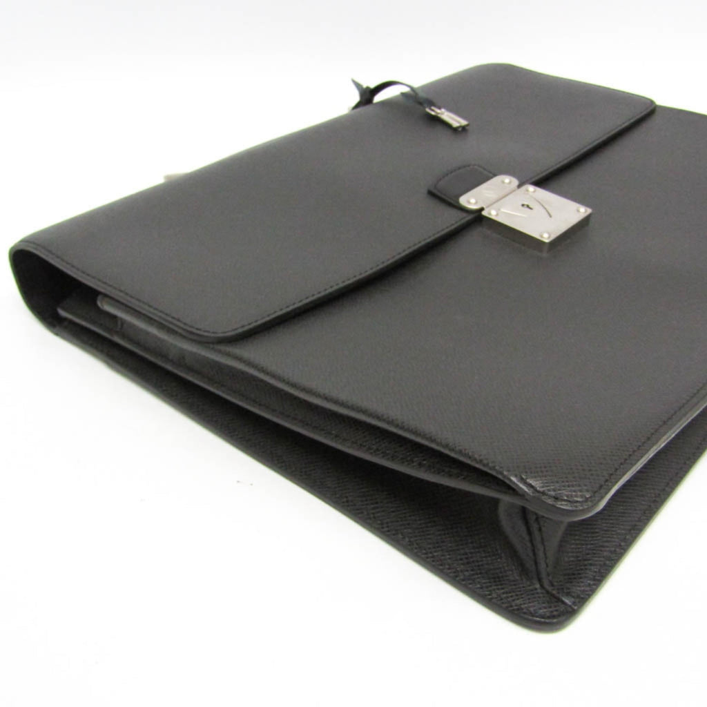 Louis Vuitton Robusto 1 Briefcase Taiga Leather Black Leather Briefcase Bag (Pre-Owned)