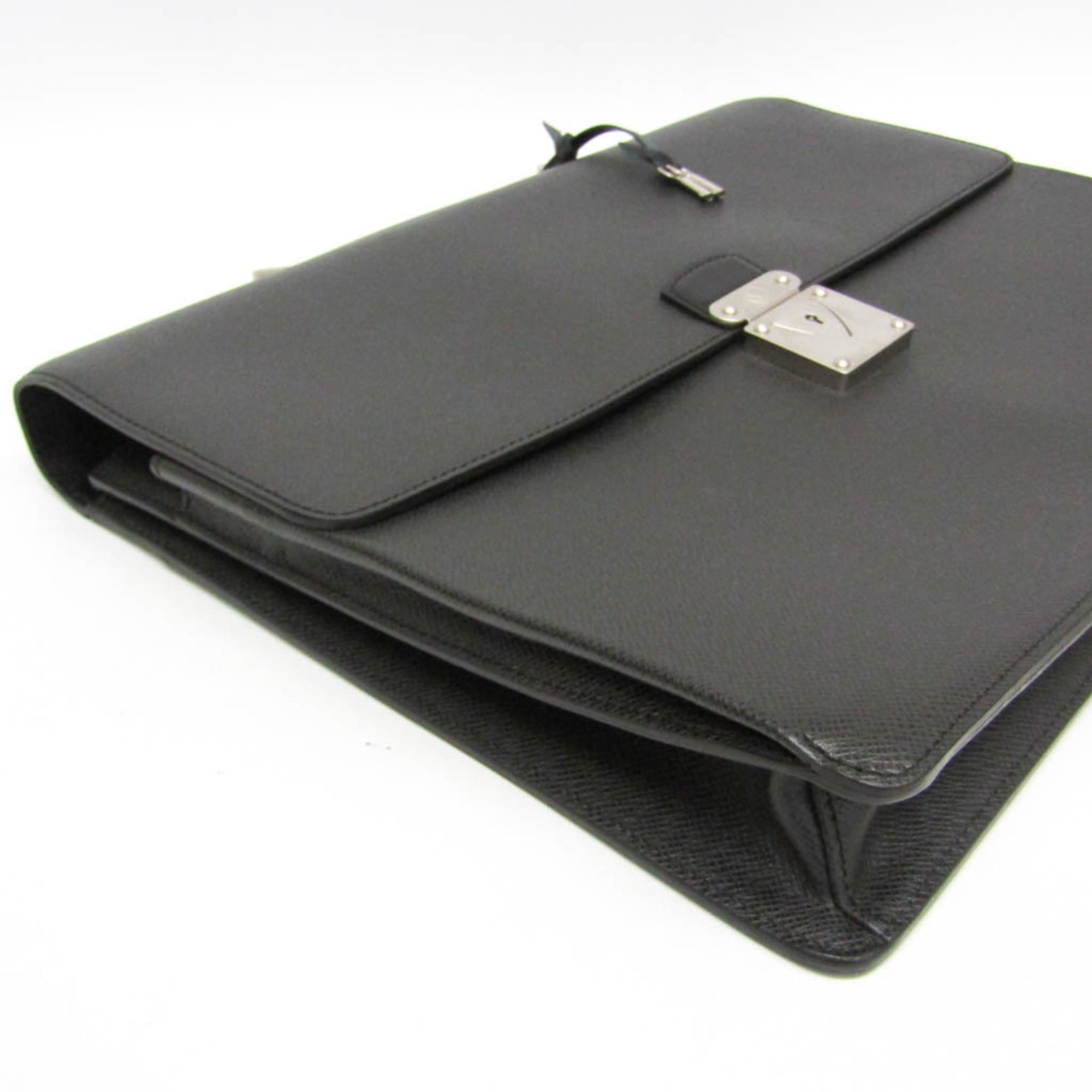 Louis Vuitton Robusto 1 Briefcase Taiga Leather Black Leather Briefcase Bag (Pre-Owned)