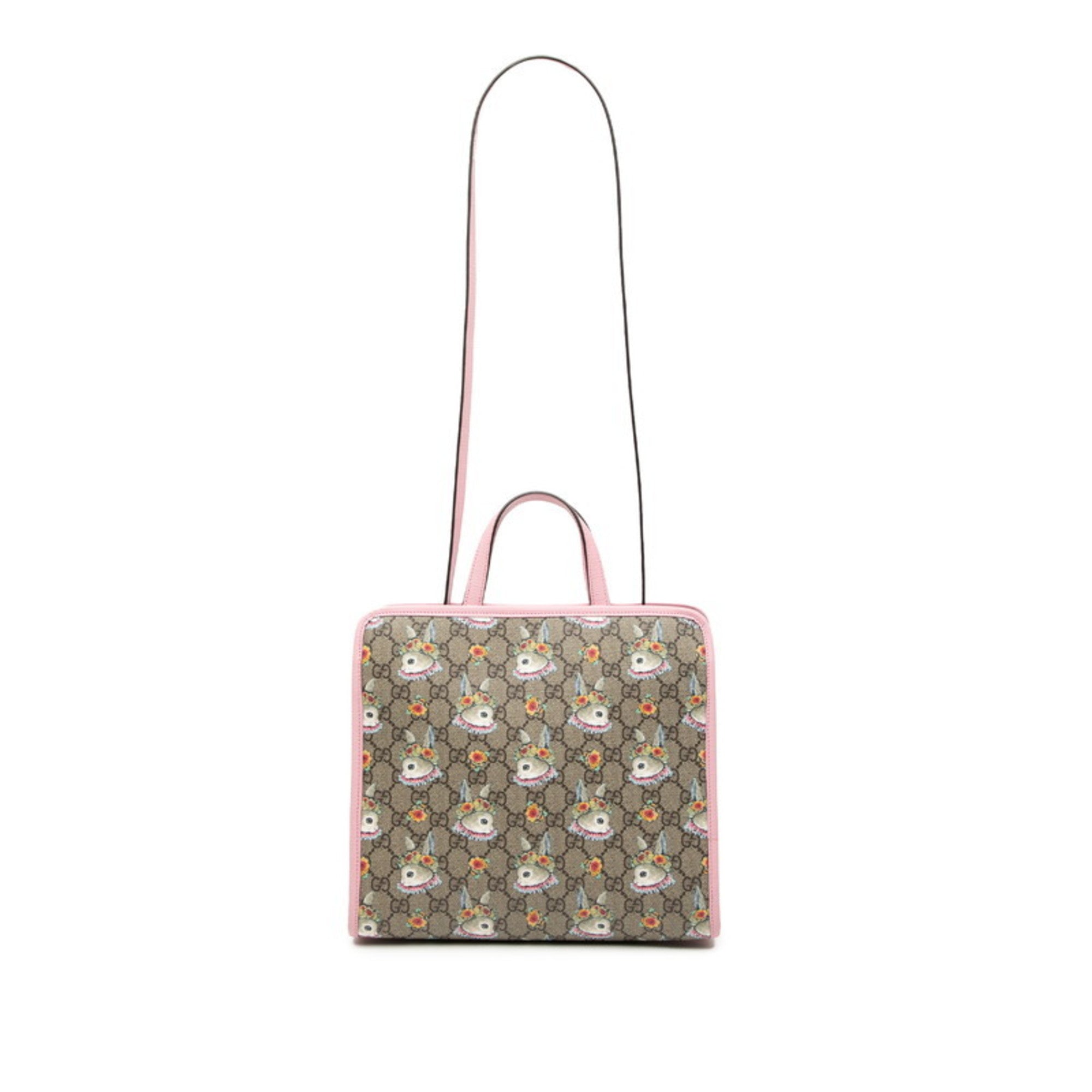 Gucci Beige Multi-Color Pink Pvc Leather Handbag Shoulder Bag (Pre-Owned)