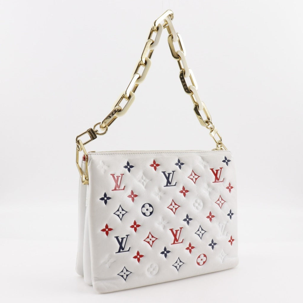 Louis Vuitton Navy Red Color White Leather Shoulder Bag (Pre-Owned)