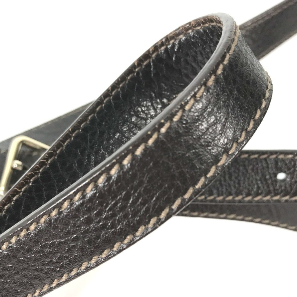 Gucci Dark Brown Leather Pochette Shoulder Bag (Pre-Owned)