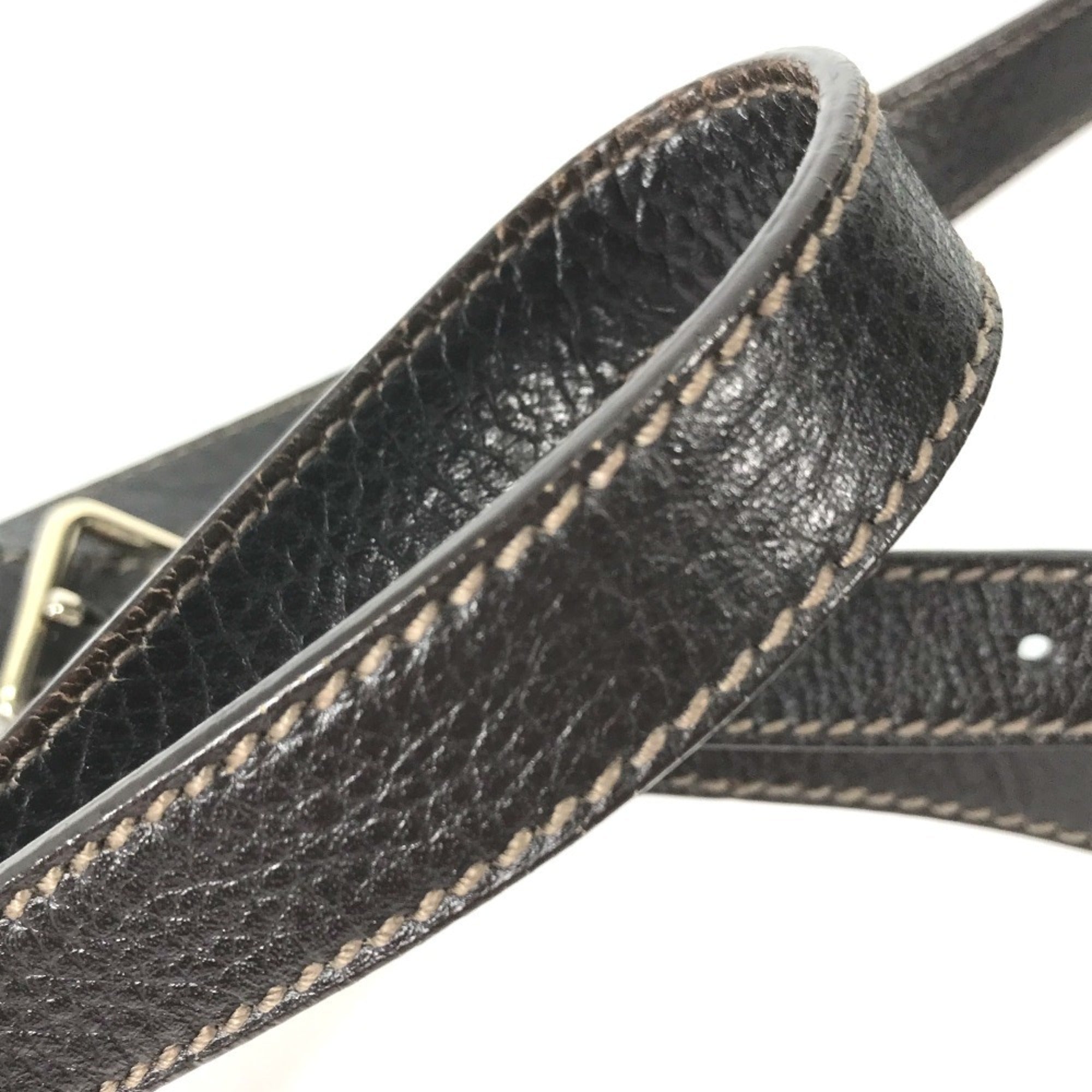 Gucci Dark Brown Leather Pochette Shoulder Bag (Pre-Owned)