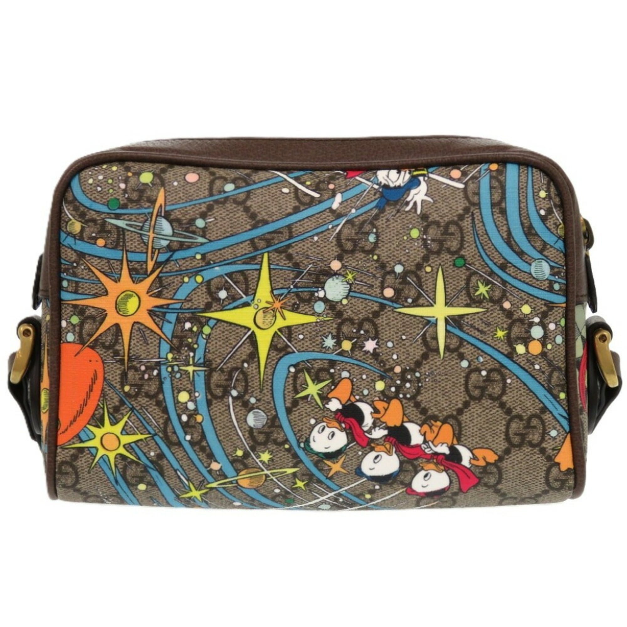 Gucci Brown Orange Gg Supreme Pvc Leather Shoulder Bag (Pre-Owned)