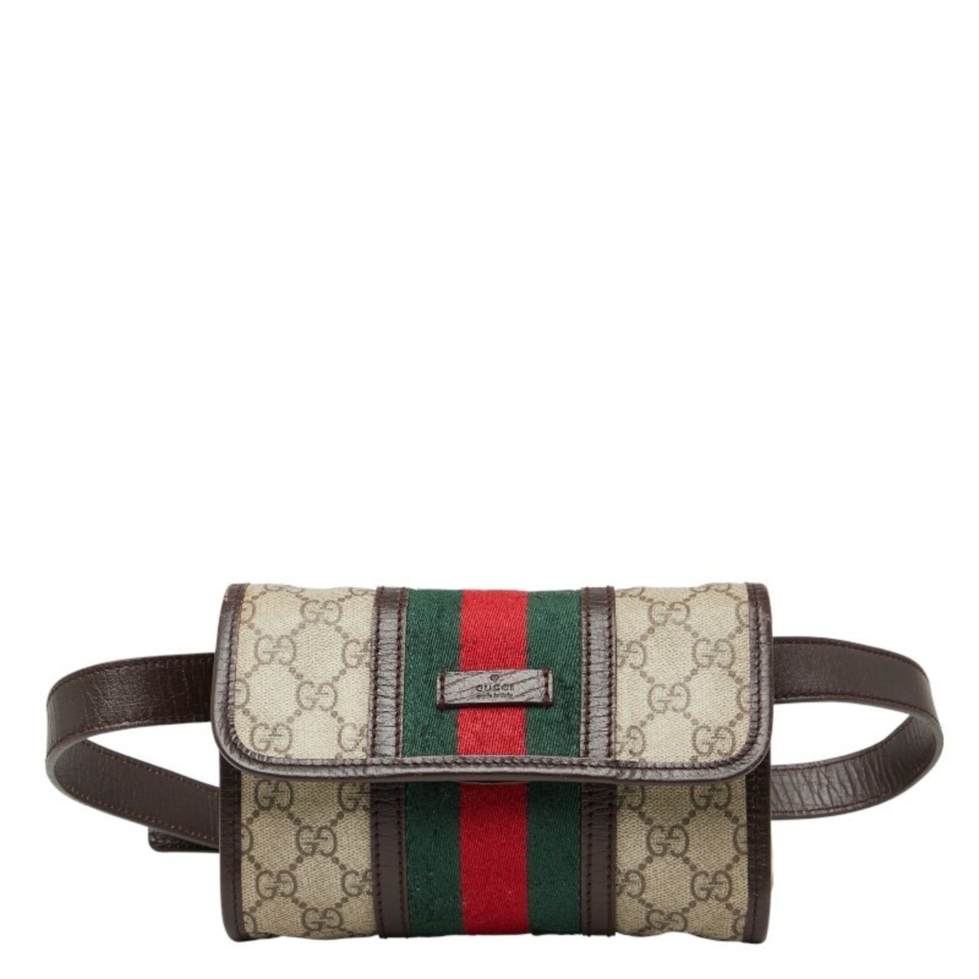 Gucci Sherry Line Beige Multi-Color Pvc Leather Sling Bag (Pre-Owned)