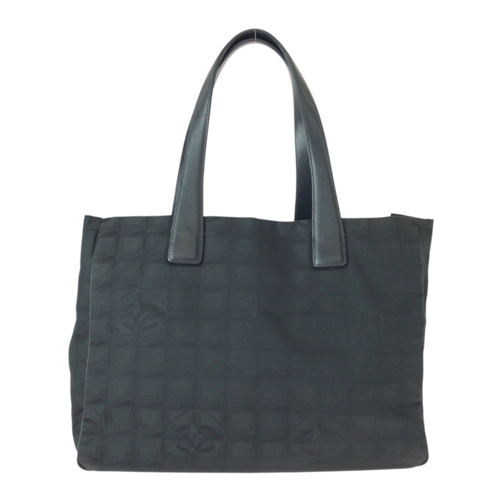 Chanel Black Nylon Leather Shoulder Bag Tote Bag (Pre-Owned)