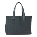 Chanel Black Nylon Leather Shoulder Bag Tote Bag (Pre-Owned)